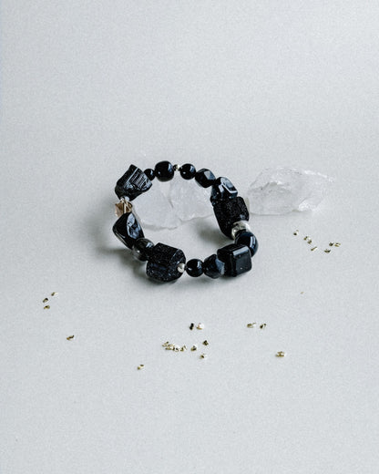 GAEA RAW SILVER GEMSTONE BRACELET