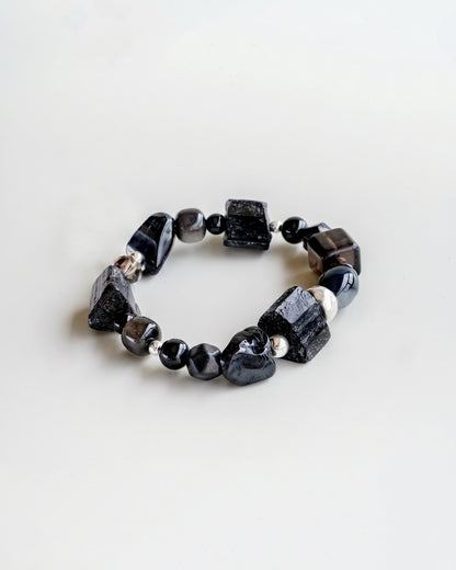 GAEA RAW SILVER GEMSTONE BRACELET