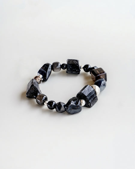 GAEA RAW SILVER GEMSTONE BRACELET