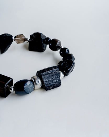 GAEA RAW SILVER GEMSTONE BRACELET