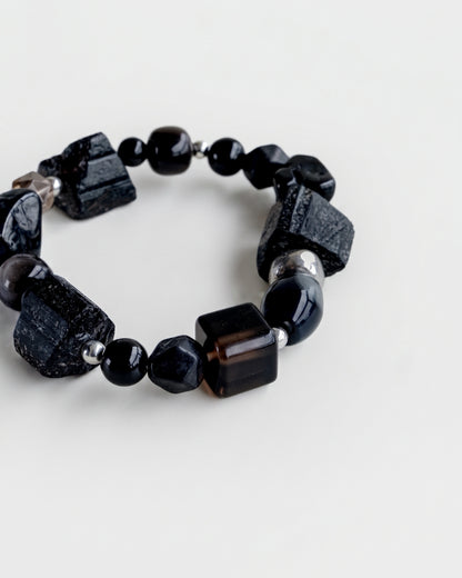 GAEA RAW SILVER GEMSTONE BRACELET